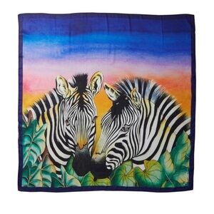 Anuschka Printed Chiffon Satin Square Scarf Wrap in Zebra Sunset